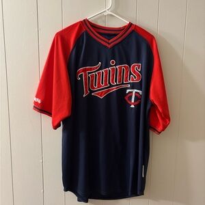 Stitches Red and Blue Baseball Jersey Mens Large Blue Red Minnesota Twins Jersey
